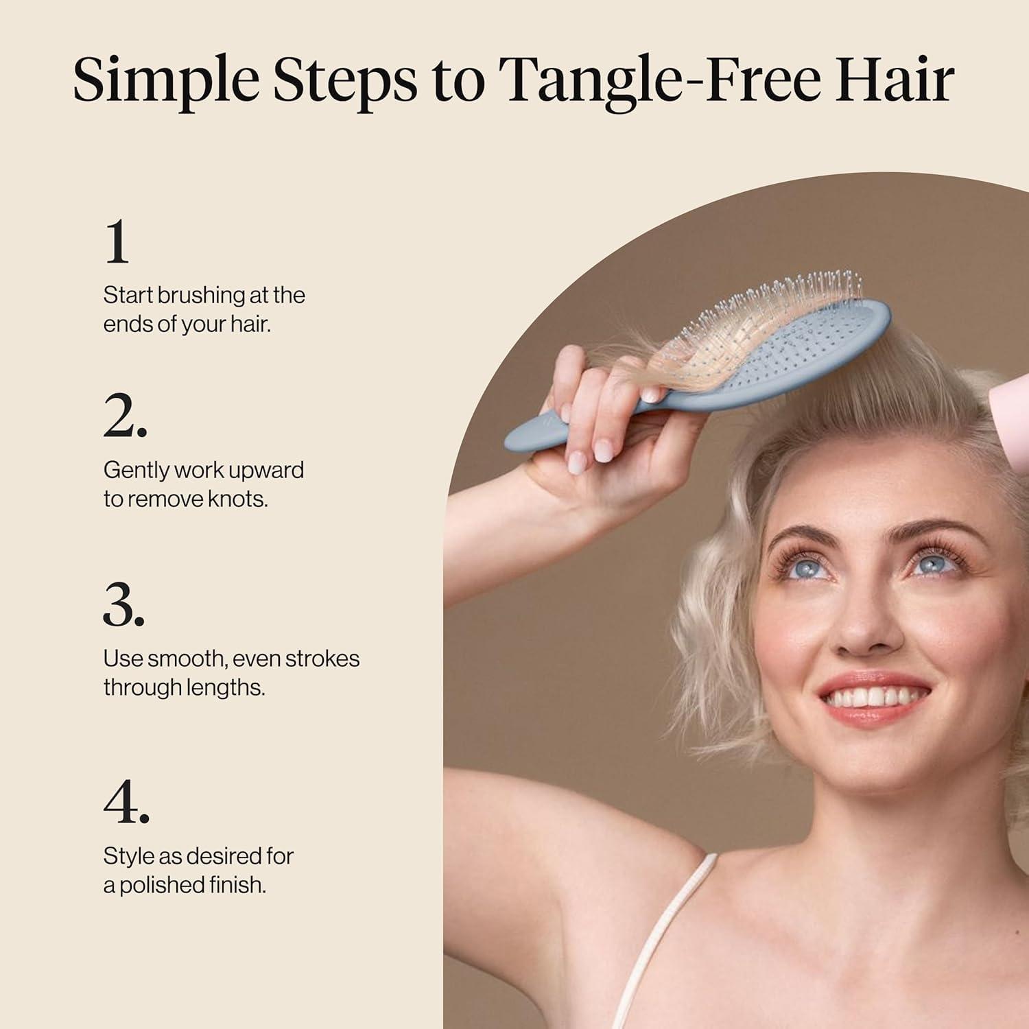 imageKitsch Recycled Plastic WetDry Hair Brush Detangling Tool for Curly or Straight Styles Brush for Tangled Strands Flexible Hairbrush Bristles Brushes for Women amp Men Adults amp Kids TerracottaHaze Blue