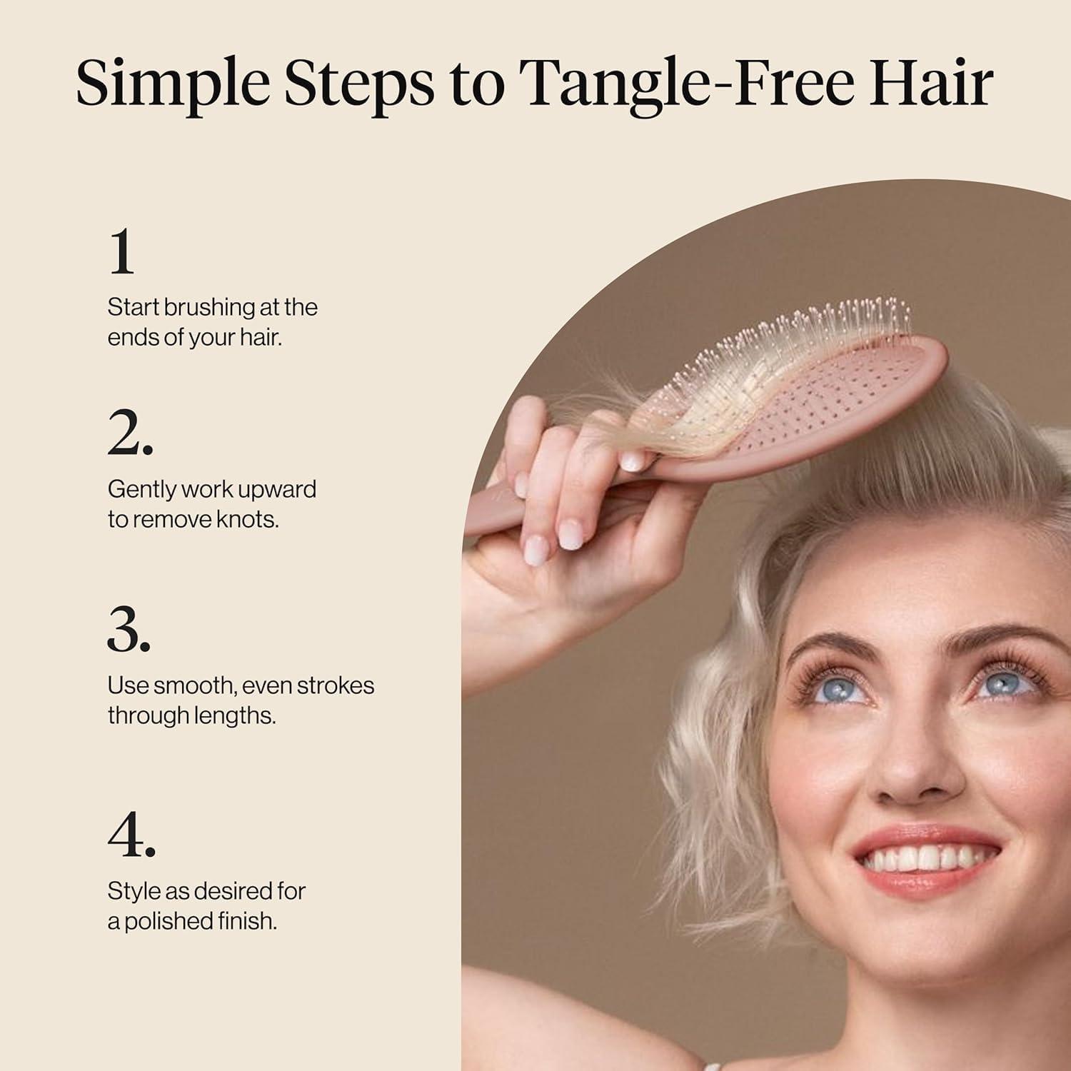 imageKitsch Recycled Plastic WetDry Hair Brush Detangling Tool for Curly or Straight Styles Brush for Tangled Strands Flexible Hairbrush Bristles Brushes for Women amp Men Adults amp Kids TerracottaTerracotta