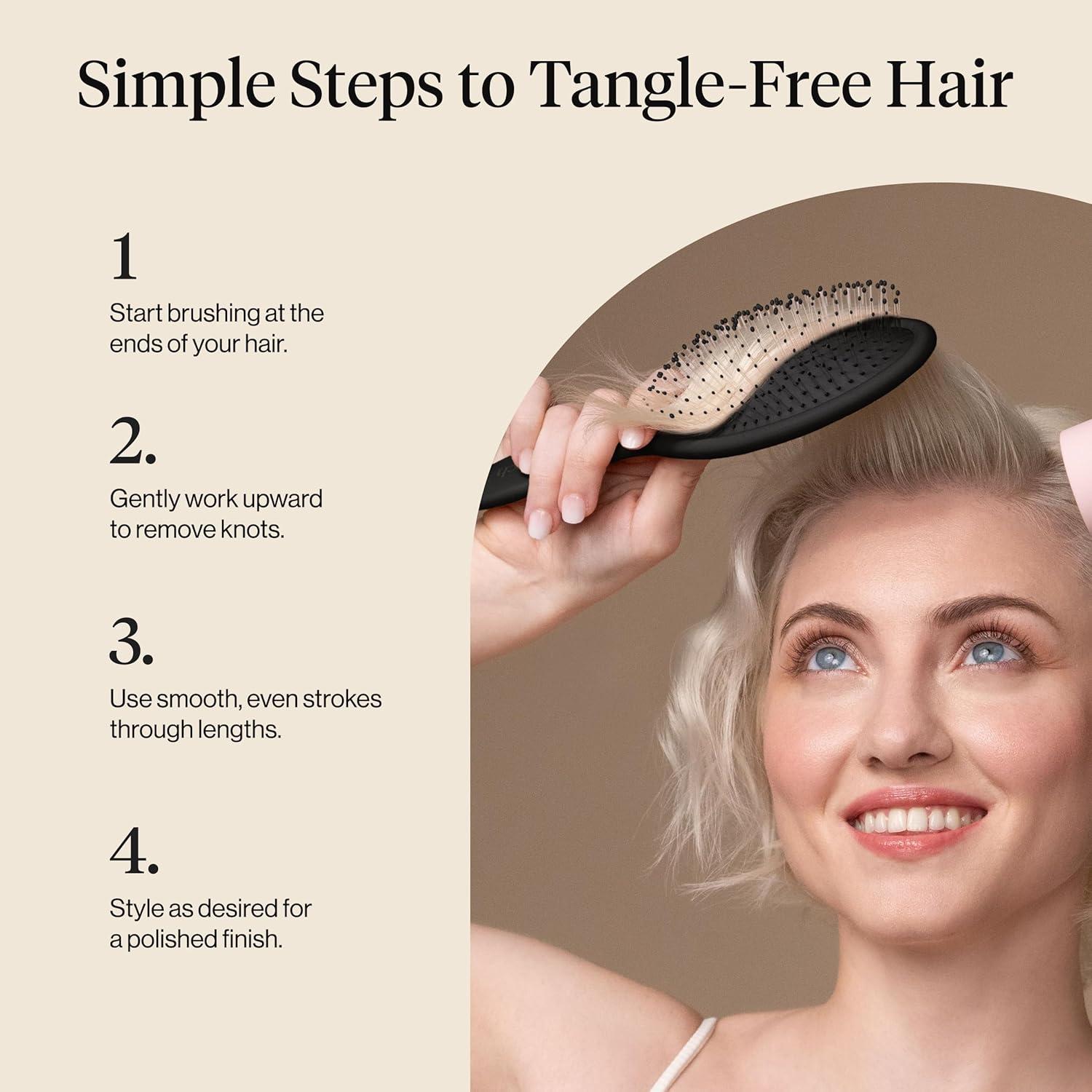 imageKitsch Recycled Plastic WetDry Hair Brush Detangling Tool for Curly or Straight Styles Brush for Tangled Strands Flexible Hairbrush Bristles Brushes for Women amp Men Adults amp Kids BlackBlack