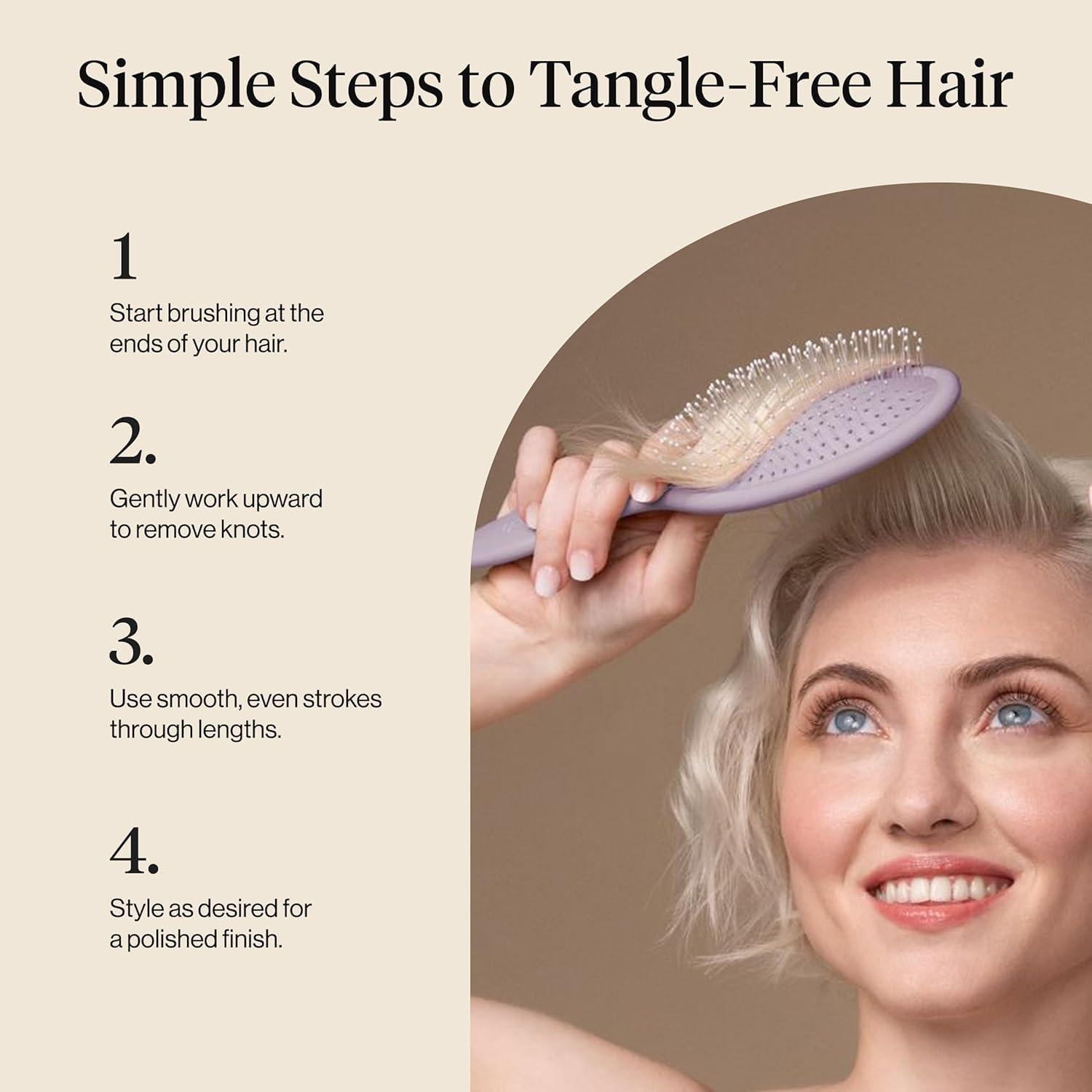 imageKitsch Recycled Plastic WetDry Hair Brush Detangling Tool for Curly or Straight Styles Brush for Tangled Strands Flexible Hairbrush Bristles Brushes for Women amp Men Adults amp Kids BlackSoft Violet