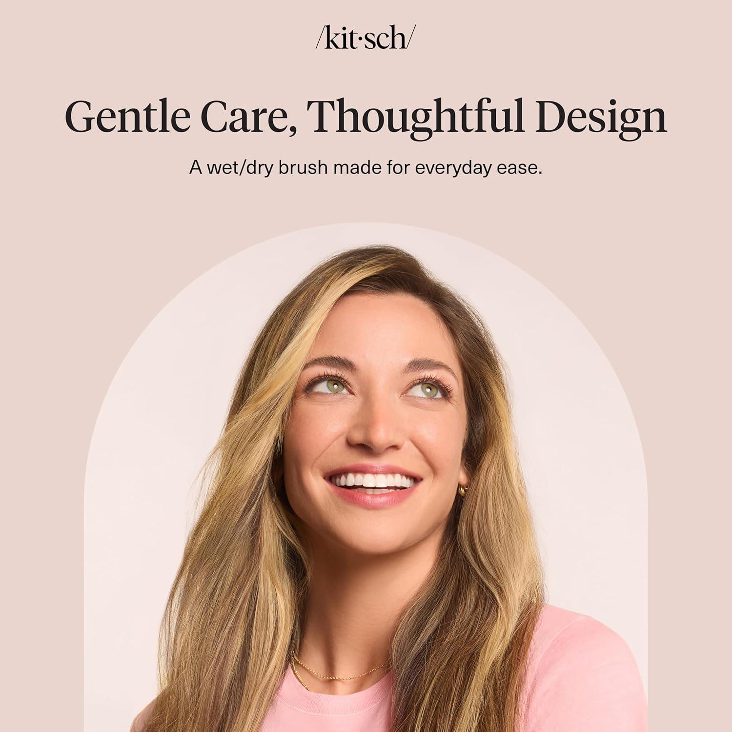 imageKitsch Recycled Plastic WetDry Hair Brush Detangling Tool for Curly or Straight Styles Brush for Tangled Strands Flexible Hairbrush Bristles Brushes for Women amp Men Adults amp Kids TerracottaBlack