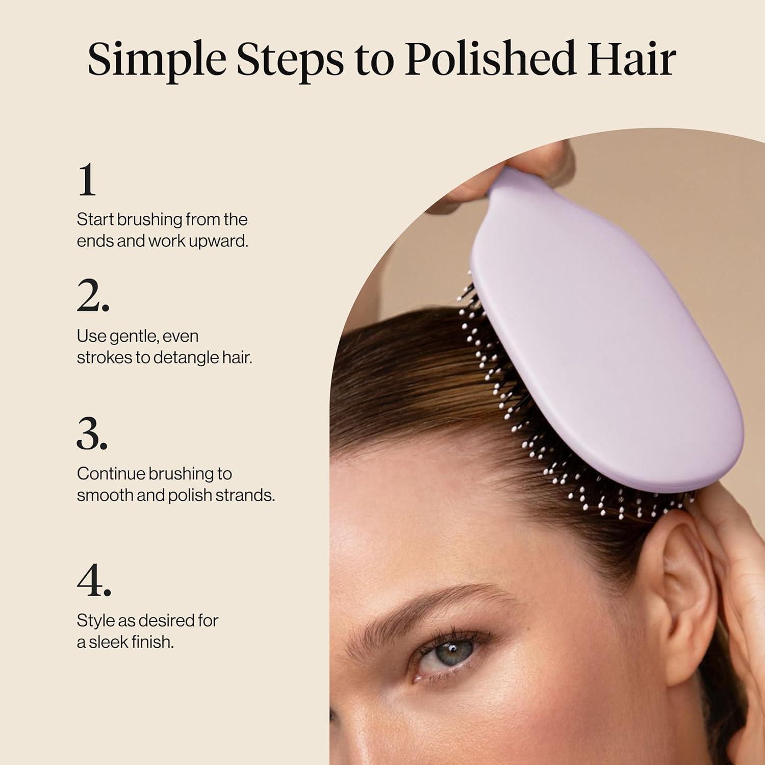 imageKitsch Smooth amp Polish Brush Dual Bristle Detangler Brush Shine amp Frizz Control Vegan Boar amp Nylon Hair Brush with Cushioned Pad for Scalp Massage Hair Care Tool for All Hair Types TerracottaSoft Violet