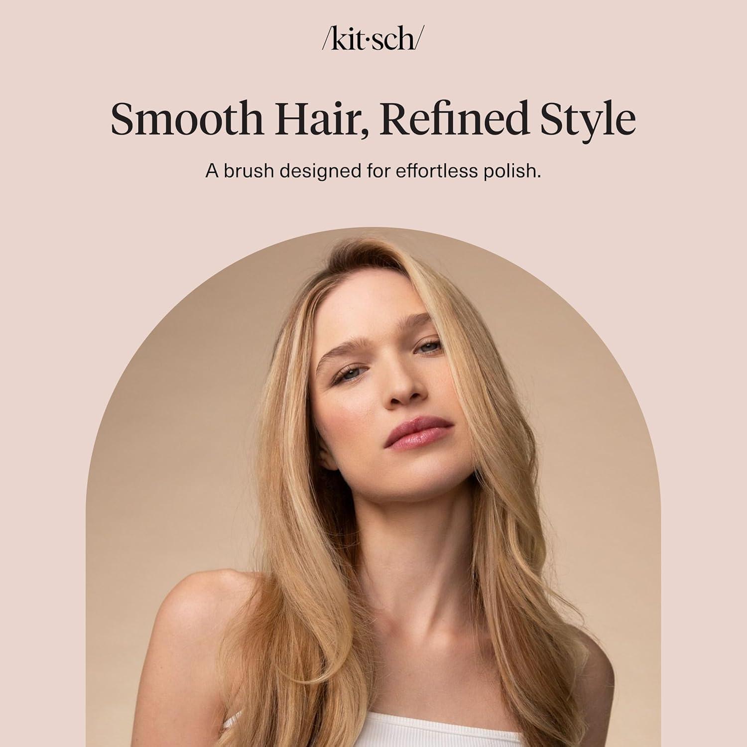 imageKitsch Smooth amp Polish Brush Dual Bristle Detangler Brush Shine amp Frizz Control Vegan Boar amp Nylon Hair Brush with Cushioned Pad for Scalp Massage Hair Care Tool for All Hair Types TerracottaHaze Blue