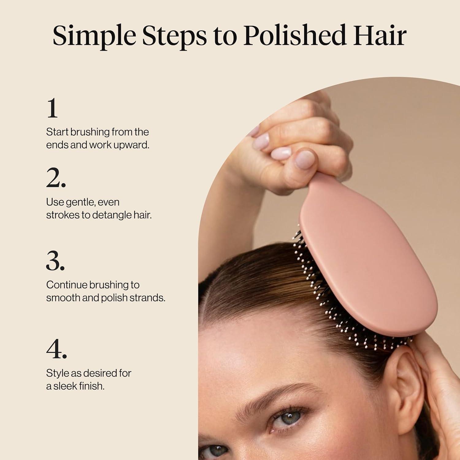 imageKitsch Smooth amp Polish Brush Dual Bristle Detangler Brush Shine amp Frizz Control Vegan Boar amp Nylon Hair Brush with Cushioned Pad for Scalp Massage Hair Care Tool for All Hair Types TerracottaTerracotta