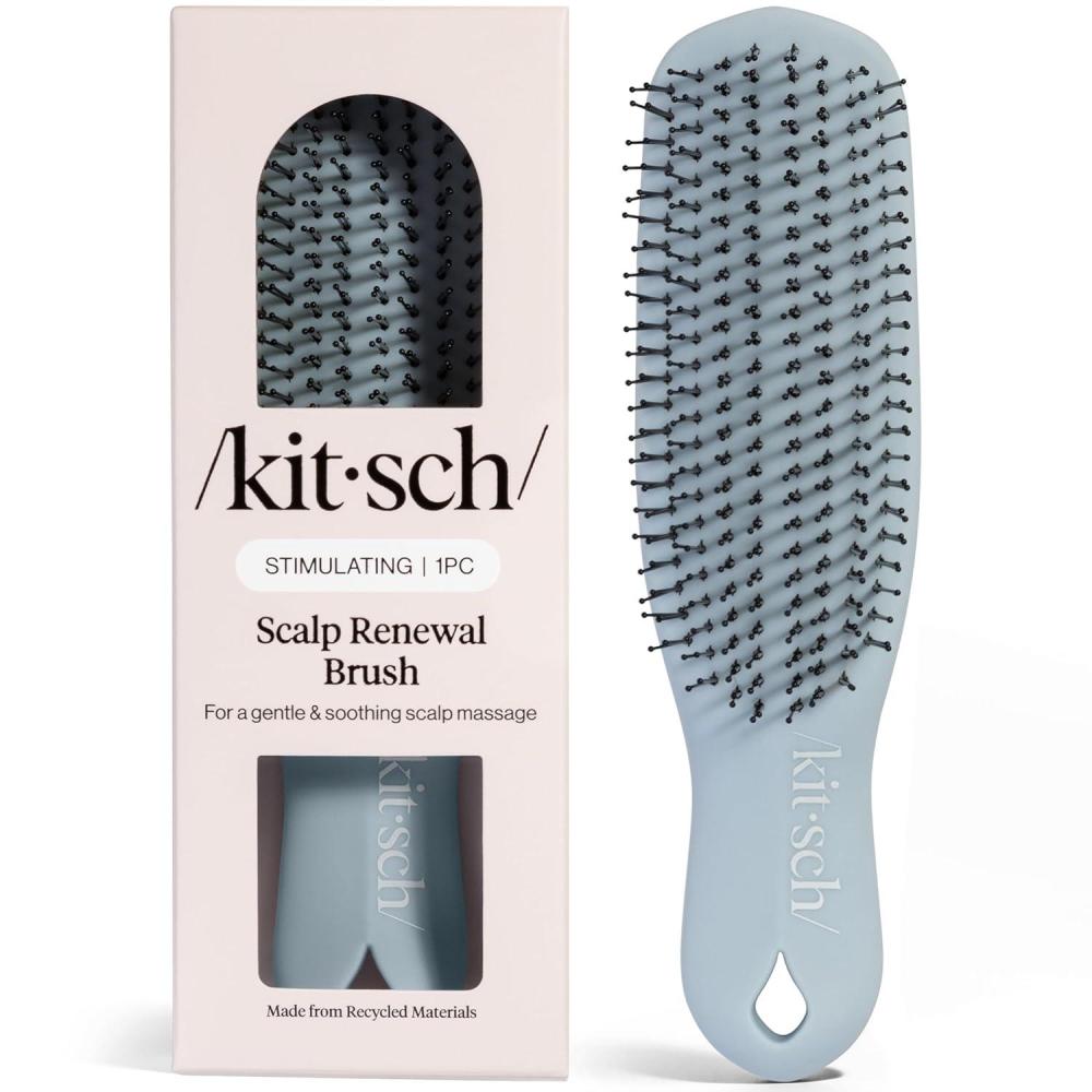 imageKitsch Scalp Renewal Brush  Exfoliating amp Scalp Massager for Hair Growth Gentle Head Massage Brush to Remove Buildup Boost Circulation amp Relaxing Head Scrubber for Washing Hair  Haze Blue