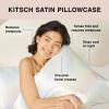 Kitsch Hello Kitty Satin Pillowcase, Softer Than Silk for Hair & Skin, Machine Washable, Wrinkle-Free, Standard Size, and Satin Scrunchies No Damage Hair Ties Pink Kitty Faces, 2 Piece Set(Holiday Aura)