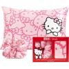 Kitsch Hello Kitty Satin Pillowcase, Softer Than Silk for Hair & Skin, Machine Washable, Wrinkle-Free, Standard Size, and Satin Scrunchies No Damage Hair Ties Pink Kitty Faces, 2 Piece Set(Pink Kitty Faces)