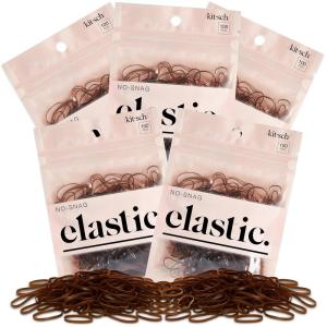 Kitsch Hair Ties No Damage for Kids, Teens and Women – Rubber Bands for Hair Styling | No Snag Hair Elastics | Daily Hair Accessories | Ideal Gifts for Women – 500pcs (Brown)(Brown)