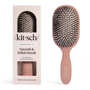 Kitsch Smooth & Polish Brush – Dual Bristle Detangler Brush, Shine & Frizz Control – Vegan Boar & Nylon Hair Brush with Cushioned Pad for Scalp Massage – Hair Care Tool for All Hair Types – Terracotta(Terracotta)