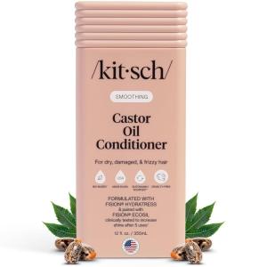 Kitsch Smoothing Castor Oil Liquid Conditioner for Women and Men – Nourishing Hair Conditioner for Dry, Damaged & Frizzy Hair – Clean, Color-Safe Hair Care, Bio-Based Formula, Made in USA – 12 oz
