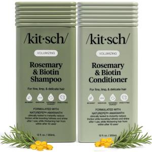 Kitsch Volumizing Rosemary & Biotin Liquid Shampoo and Conditioner Set for Hair Growth – Shampoo for Men and Women, Boosts Fullness & Shine After 1 Use – Clean Bio-Based Hair Care