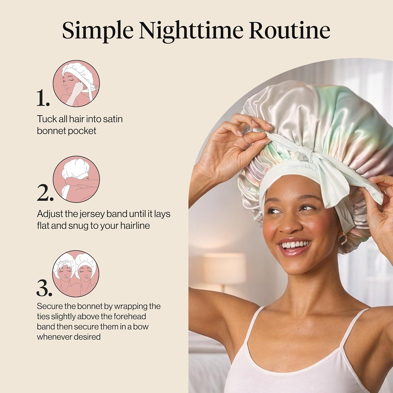imageKitsch x Bridgerton Satin Bonnet for Sleeping Softer Than Silk Bonnet For Sleeping Women Secure Fit Adjustable Night Cap For Curly amp Textured Hair Prevents Breakage amp Tangles Garden ToileAura