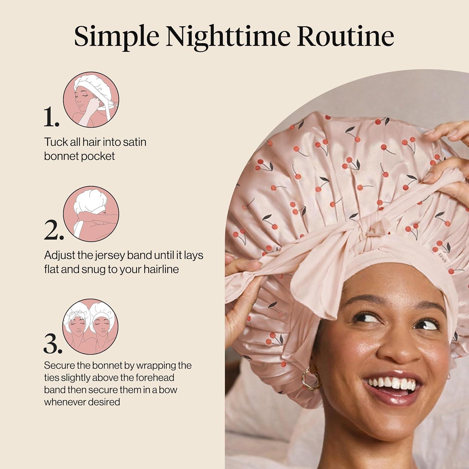 imageKitsch x Bridgerton Satin Bonnet for Sleeping Softer Than Silk Bonnet For Sleeping Women Secure Fit Adjustable Night Cap For Curly amp Textured Hair Prevents Breakage amp Tangles Garden ToileCherry Print