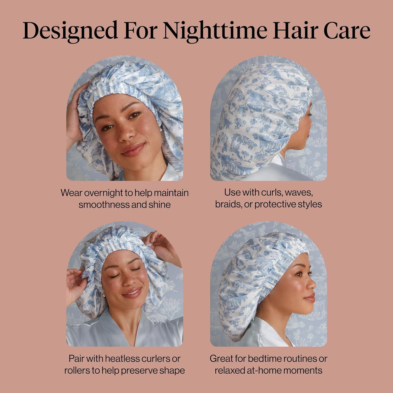 imageKitsch x Bridgerton Satin Bonnet for Sleeping Softer Than Silk Bonnet For Sleeping Women Secure Fit Adjustable Night Cap For Curly amp Textured Hair Prevents Breakage amp Tangles Garden ToileGarden Toile