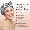Bridgerton x Kitsch Satin-Lined Flexi Shower Caps for Women Reusable Waterproof – Large Wide Shower Cap for Women & Men, Adjustable, Stylish Hair Cap for Showers, For Long & Short Hair – Wisteria(Stripe)
