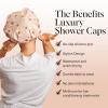 Bridgerton x Kitsch Satin-Lined Flexi Shower Caps for Women Reusable Waterproof – Large Wide Shower Cap for Women & Men, Adjustable, Stylish Hair Cap for Showers, For Long & Short Hair – Wisteria(Blush Dot)