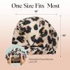 Bridgerton x Kitsch Satin-Lined Flexi Shower Caps for Women Reusable Waterproof – Large Wide Shower Cap for Women & Men, Adjustable, Stylish Hair Cap for Showers, For Long & Short Hair – Wisteria(Leopard)