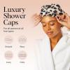 Bridgerton x Kitsch Satin-Lined Flexi Shower Caps for Women Reusable Waterproof – Large Wide Shower Cap for Women & Men, Adjustable, Stylish Hair Cap for Showers, For Long & Short Hair – Wisteria(Leopard)
