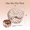Bridgerton x Kitsch Satin-Lined Flexi Shower Caps for Women Reusable Waterproof – Large Wide Shower Cap for Women & Men, Adjustable, Stylish Hair Cap for Showers, For Long & Short Hair – Wisteria(Terracotta Checker)