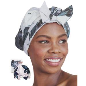 Bridgerton x Kitsch Satin-Lined Flexi Shower Caps for Women Reusable Waterproof – Large Wide Shower Cap for Women & Men, Adjustable, Stylish Hair Cap for Showers, For Long & Short Hair – Wisteria(Floral)