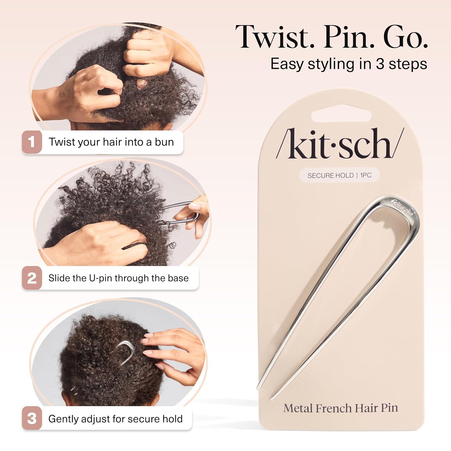 imageKitsch French Hair Pins for Women Elegant amp Durable Metal French Pin for Updos Chignon Buns amp Twist Hairstyles Secure Hold All Day Comfortable Fit Ideal Gifts for Women Clam Shell 1pcSilver