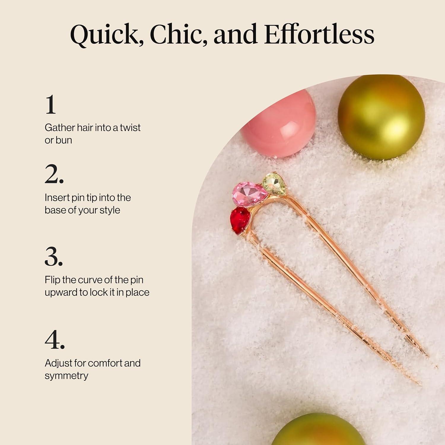 imageKitsch French Hair Pins for Women Elegant amp Durable Metal French Pin for Updos Chignon Buns amp Twist Hairstyles Secure Hold All Day Comfortable Fit Ideal Gifts for Women Clam Shell 1pcRed Pink Green