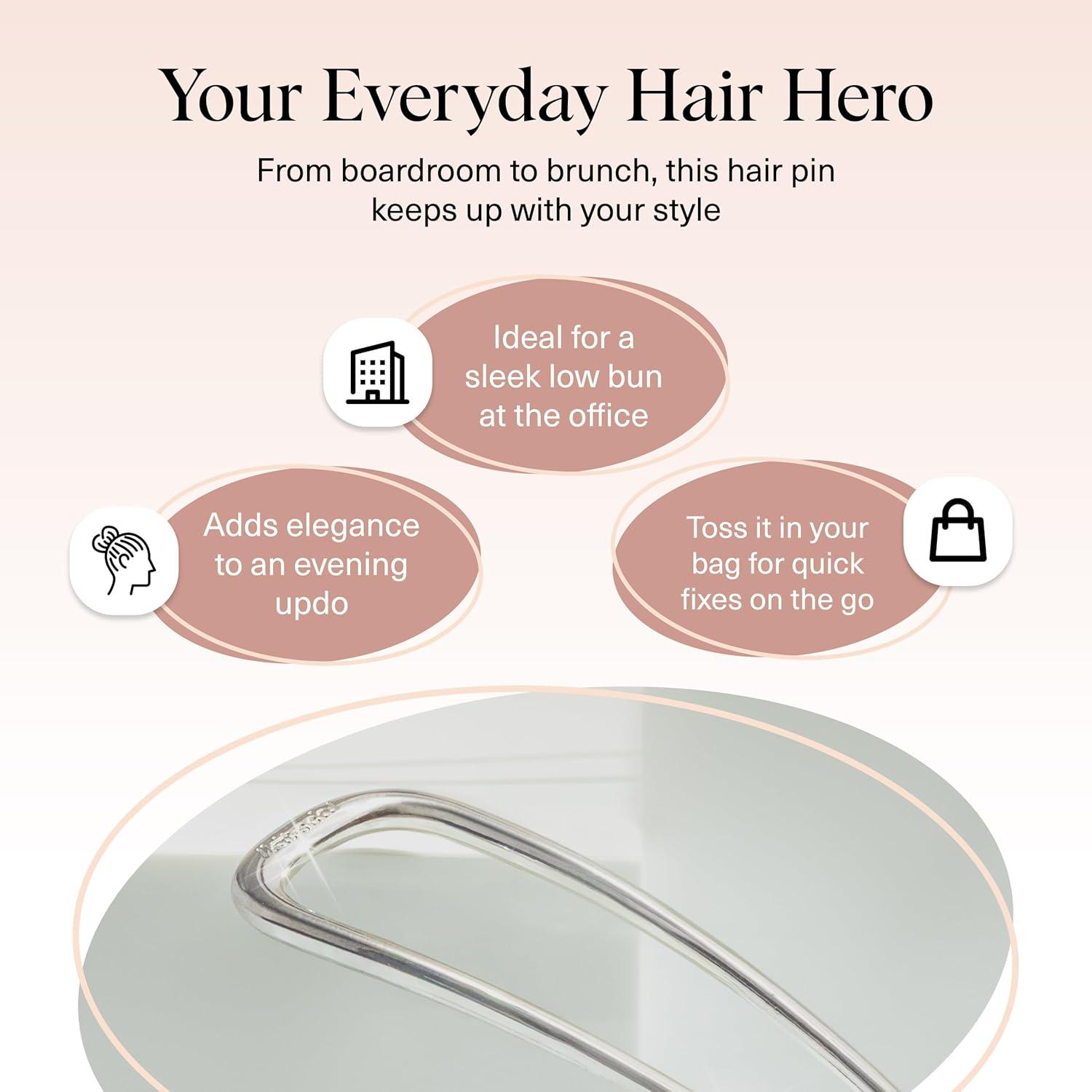 imageKitsch French Hair Pins for Women Elegant amp Durable Metal French Pin for Updos Chignon Buns amp Twist Hairstyles Secure Hold All Day Comfortable Fit Ideal Gifts for Women Clam Shell 1pcSilver