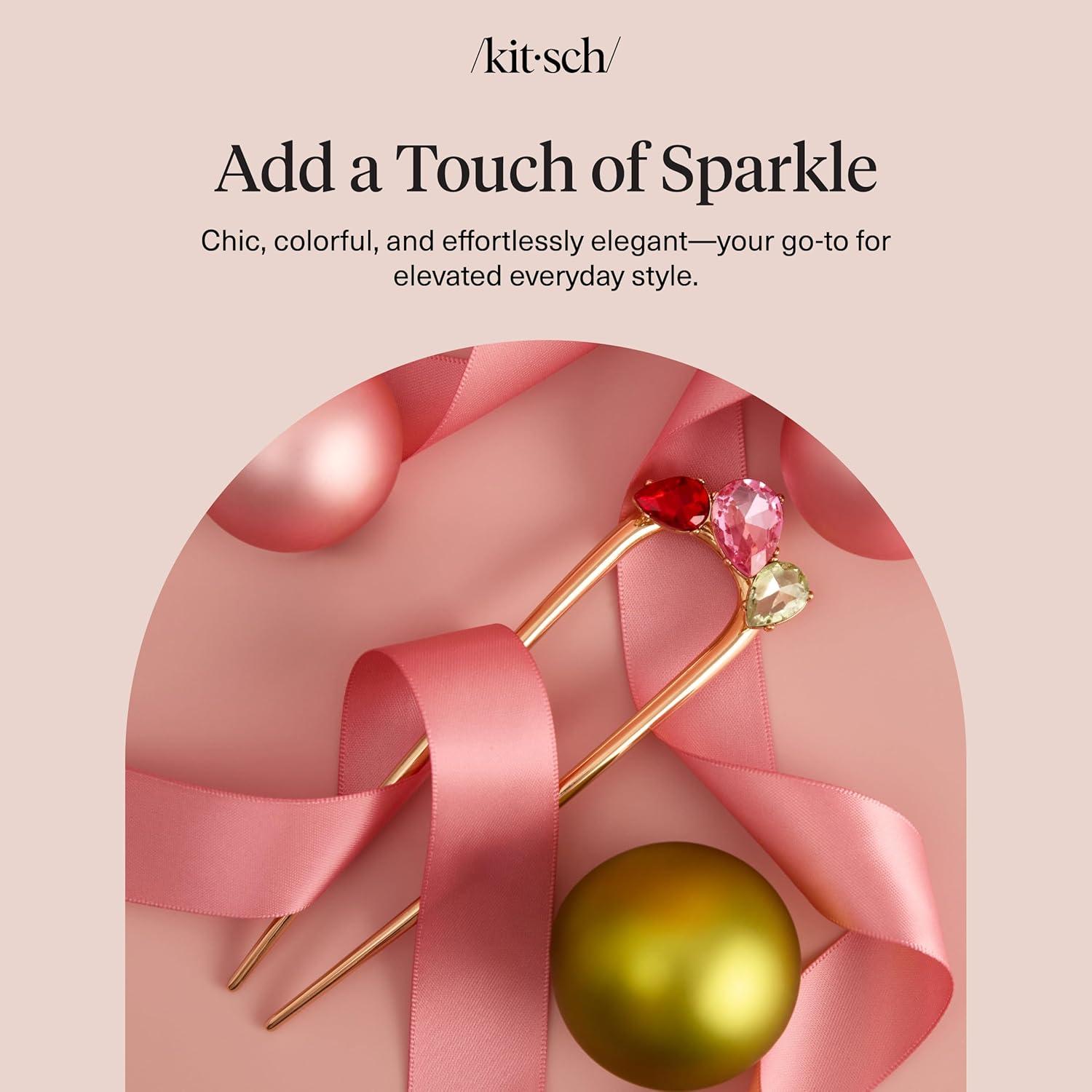 imageKitsch French Hair Pins for Women Elegant amp Durable Metal French Pin for Updos Chignon Buns amp Twist Hairstyles Secure Hold All Day Comfortable Fit Ideal Gifts for Women Clam Shell 1pcRed Pink Green