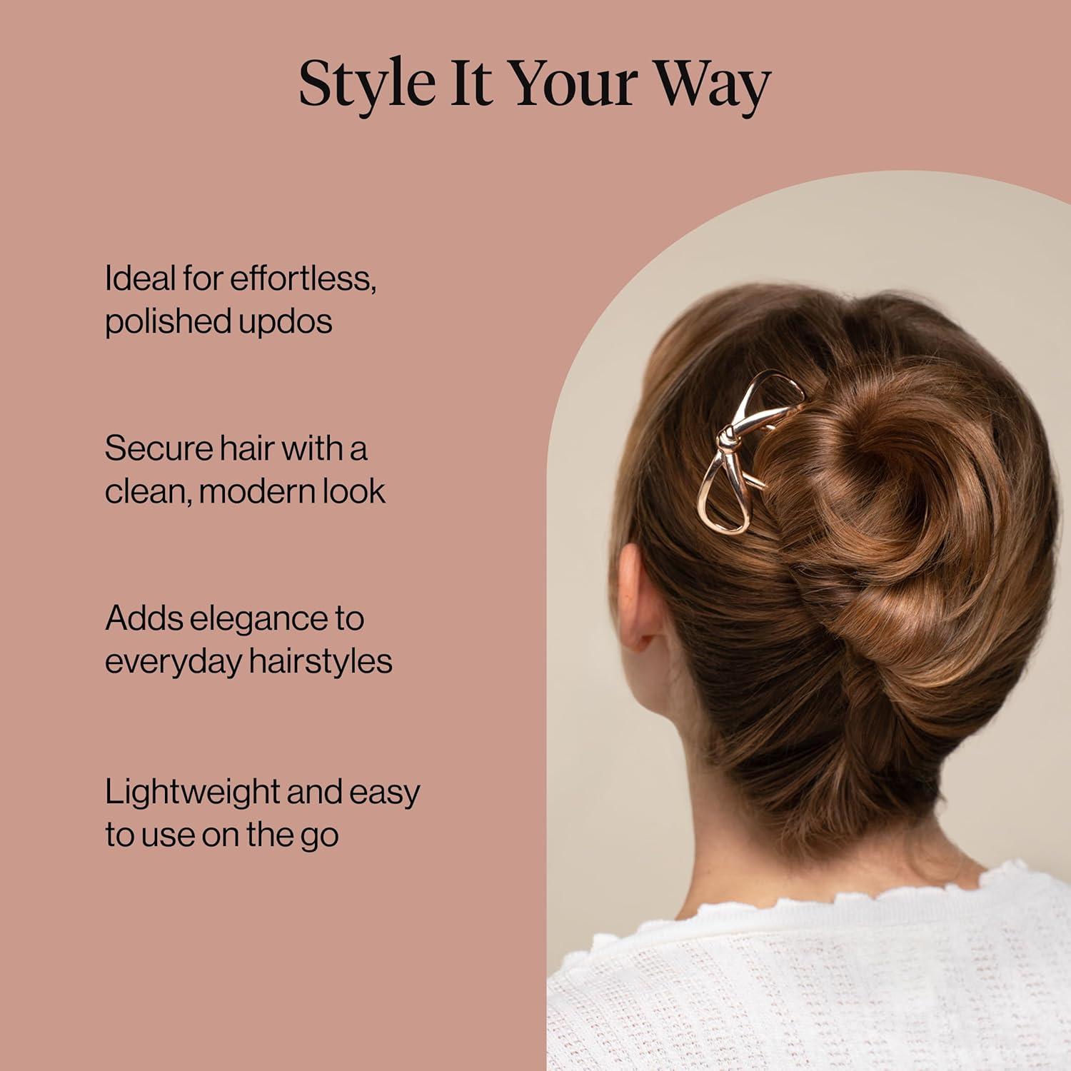 imageKitsch French Hair Pins for Women Elegant amp Durable Metal French Pin for Updos Chignon Buns amp Twist Hairstyles Secure Hold All Day Comfortable Fit Ideal Gifts for Women Clam Shell 1pcMetal Bow Gold