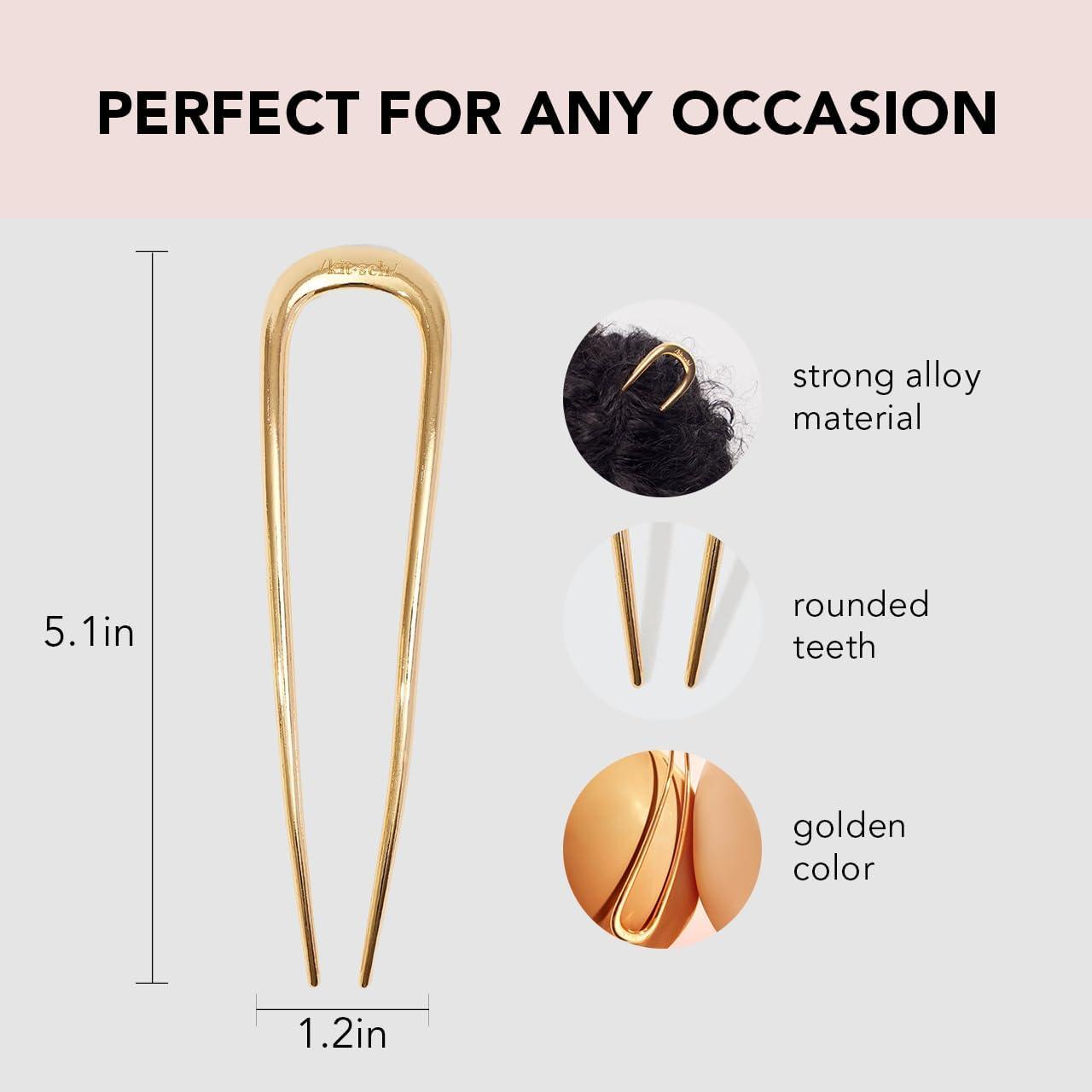 imageKitsch French Hair Pins for Women Elegant amp Durable Metal French Pin for Updos Chignon Buns amp Twist Hairstyles Secure Hold All Day Comfortable Fit Ideal Gifts for Women Clam Shell 1pcGold
