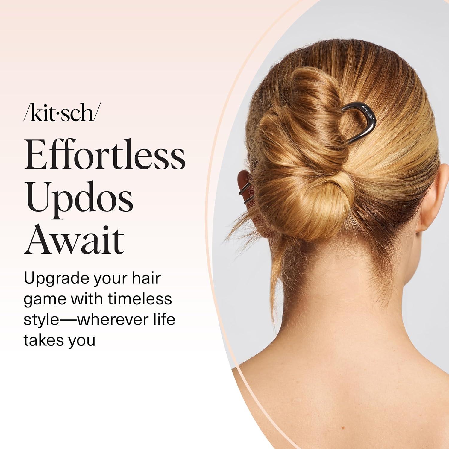 imageKitsch French Hair Pins for Women Elegant amp Durable Metal French Pin for Updos Chignon Buns amp Twist Hairstyles Secure Hold All Day Comfortable Fit Ideal Gifts for Women Clam Shell 1pcHematite