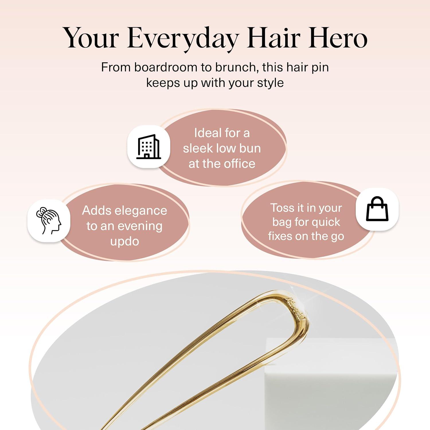 imageKitsch French Hair Pins for Women Elegant amp Durable Metal French Pin for Updos Chignon Buns amp Twist Hairstyles Secure Hold All Day Comfortable Fit Ideal Gifts for Women Clam Shell 1pcGold