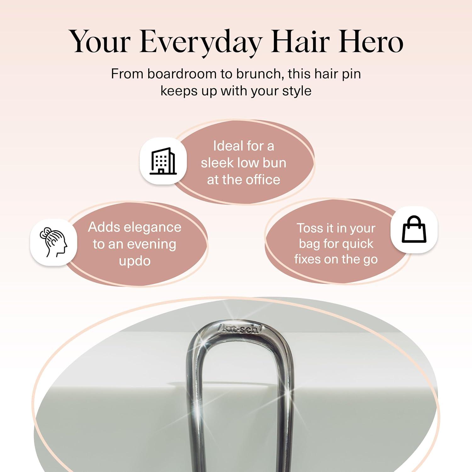imageKitsch French Hair Pins for Women Elegant amp Durable Metal French Pin for Updos Chignon Buns amp Twist Hairstyles Secure Hold All Day Comfortable Fit Ideal Gifts for Women Clam Shell 1pcHematite