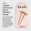 Kitsch French Hair Pins for Women – Elegant & Durable Metal French Pin for Updos, Chignon, Buns & Twist Hairstyles | Secure Hold All Day, Comfortable Fit | Ideal Gifts for Women- Clam Shell, 1pc(Metal Barrette Gold)