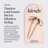 Kitsch French Hair Pins for Women – Elegant & Durable Metal French Pin for Updos, Chignon, Buns & Twist Hairstyles | Secure Hold All Day, Comfortable Fit | Ideal Gifts for Women- Clam Shell, 1pc(Metal Bow Gold)