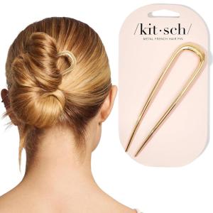 Kitsch French Hair Pins for Women – Elegant & Durable Metal French Pin for Updos, Chignon, Buns & Twist Hairstyles | Secure Hold All Day, Comfortable Fit | Ideal Gifts for Women- Clam Shell, 1pc(Gold)